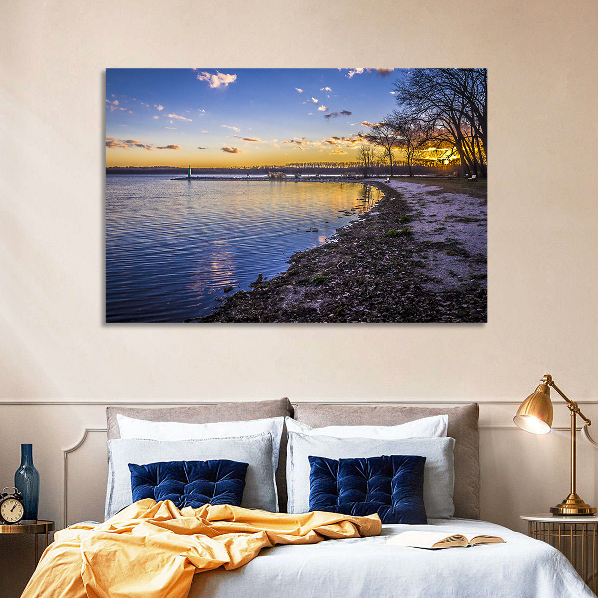 Onondaga Lake Sunset Wall Art in a room, landscape