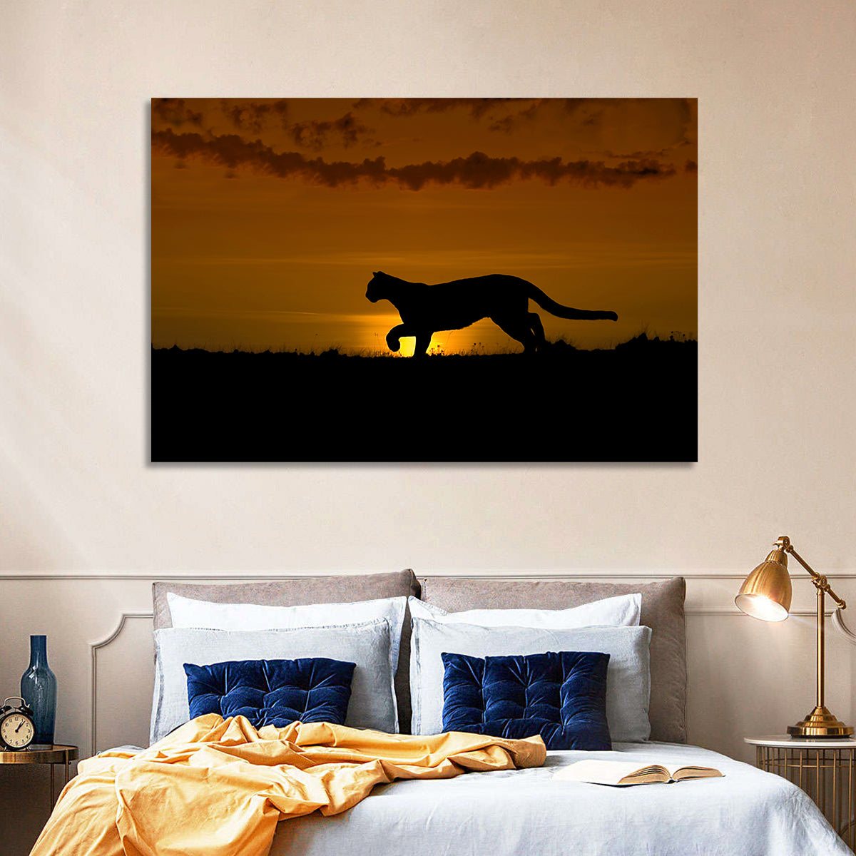 Cougar Silhouette at Sunset Wall Art