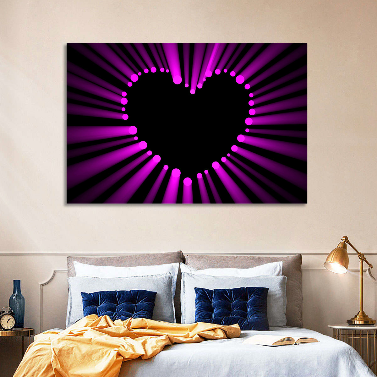 Glowing Heart Wall Art in a room, landscape