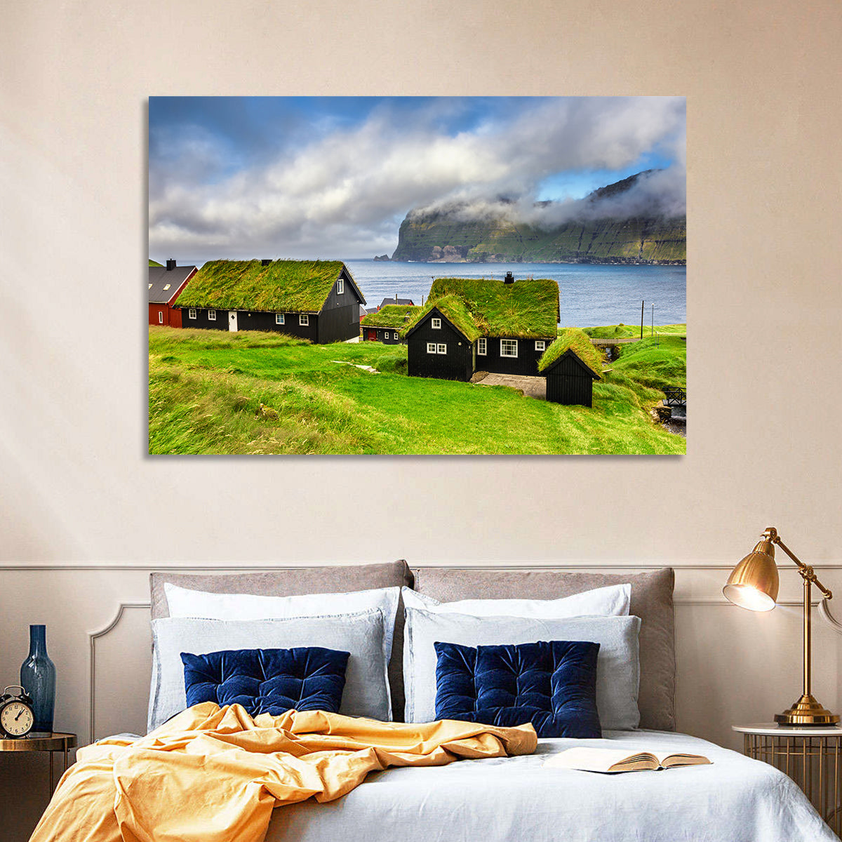 Saksun Village Landscape Wall Art in a room, landscape