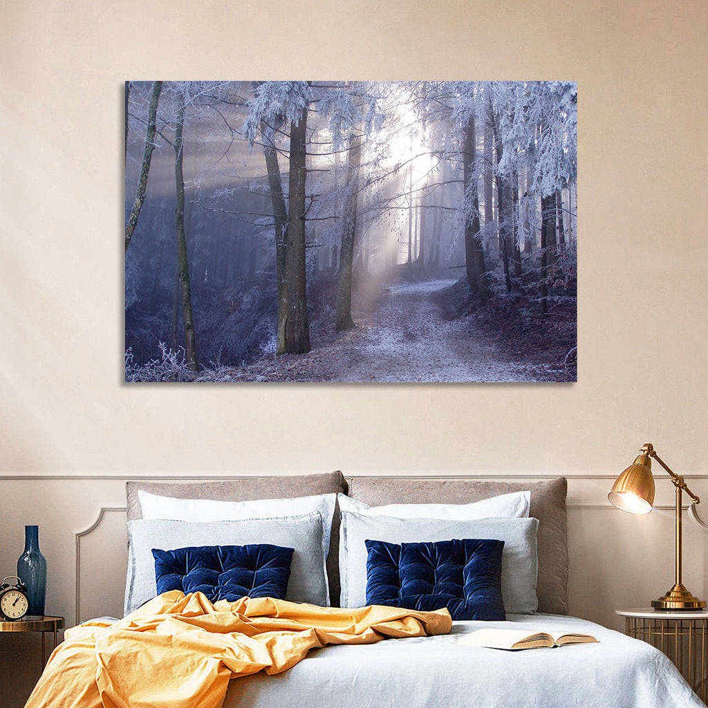 Frosted Forest Path at Dawn Wall Art
