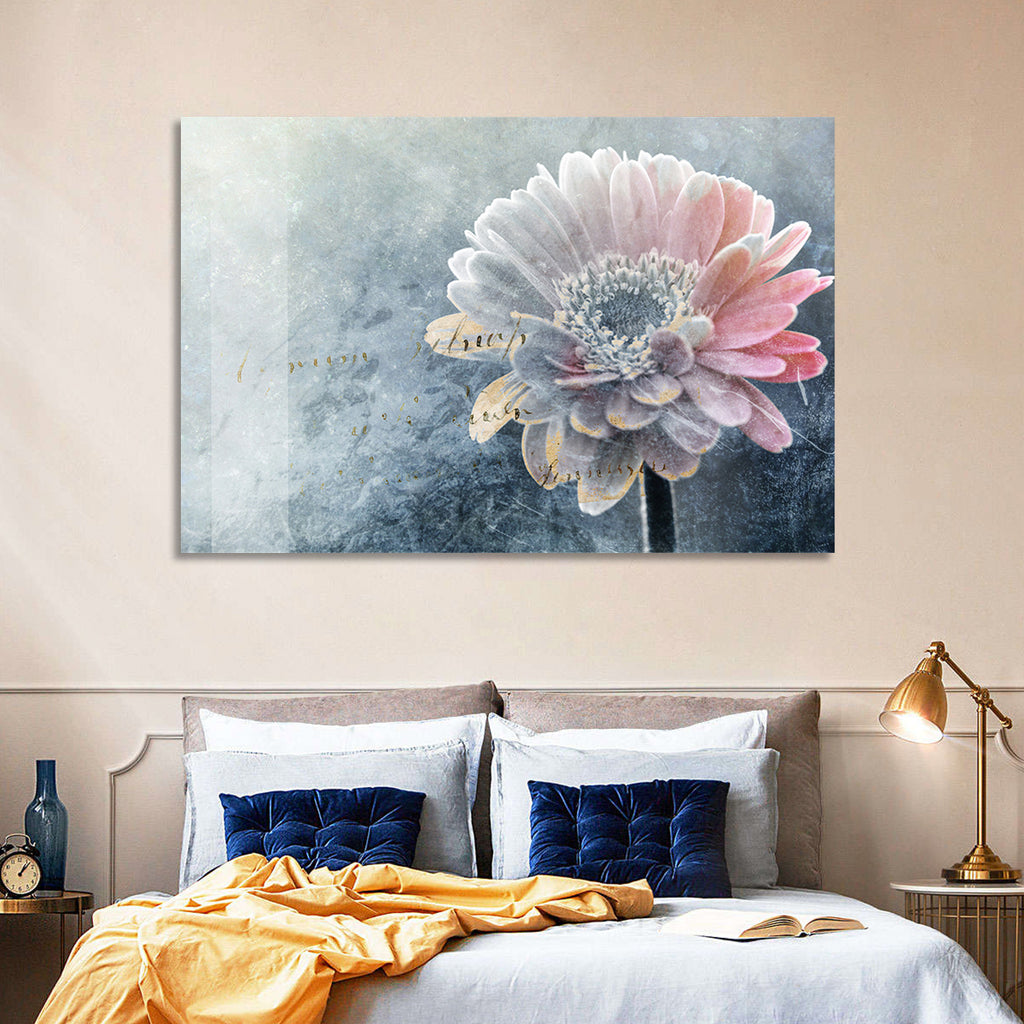 Winter Gerbera with Golden Script Wall Art
