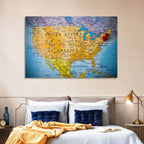 Vintage USA Map with Northeastern Pushpin Wall Art