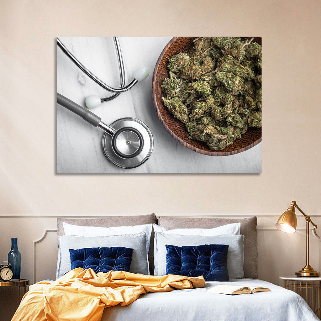 Stethoscope and Medical Cannabis Still Life Wall Art