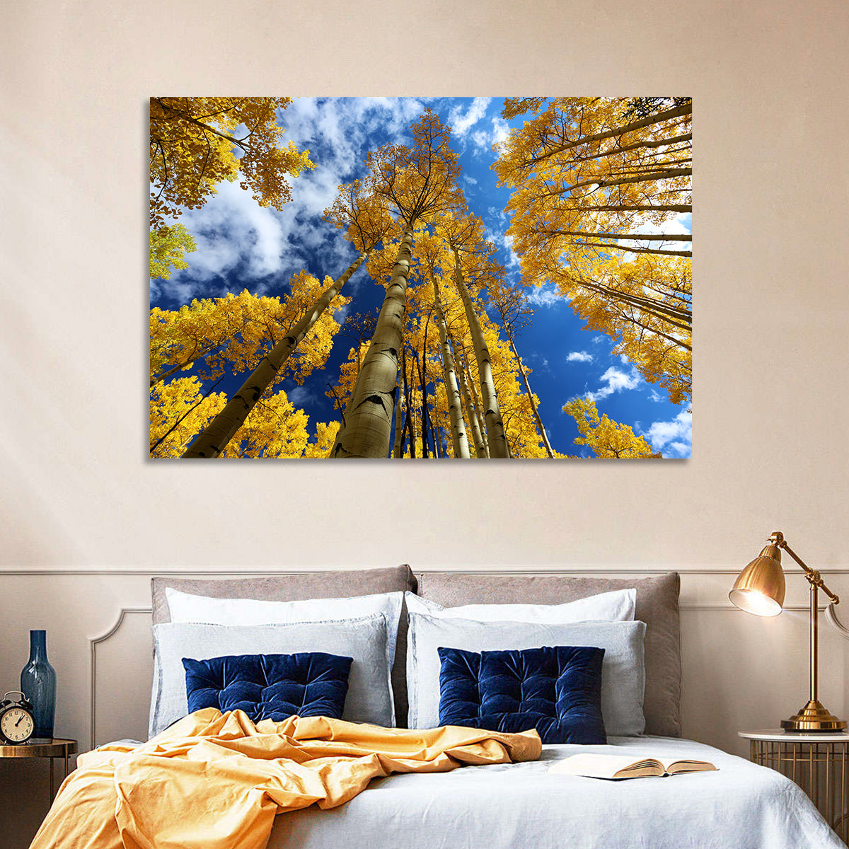 Golden Aspen Canopy View Wall Art in a room, landscape