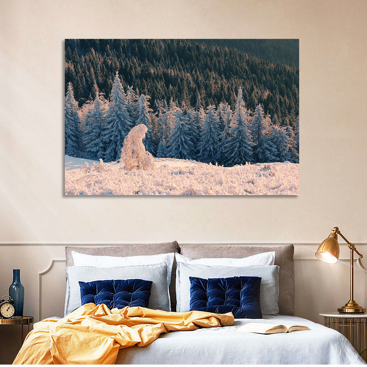 Carpathian Forest at Golden Hour Wall Art in a room, landscape