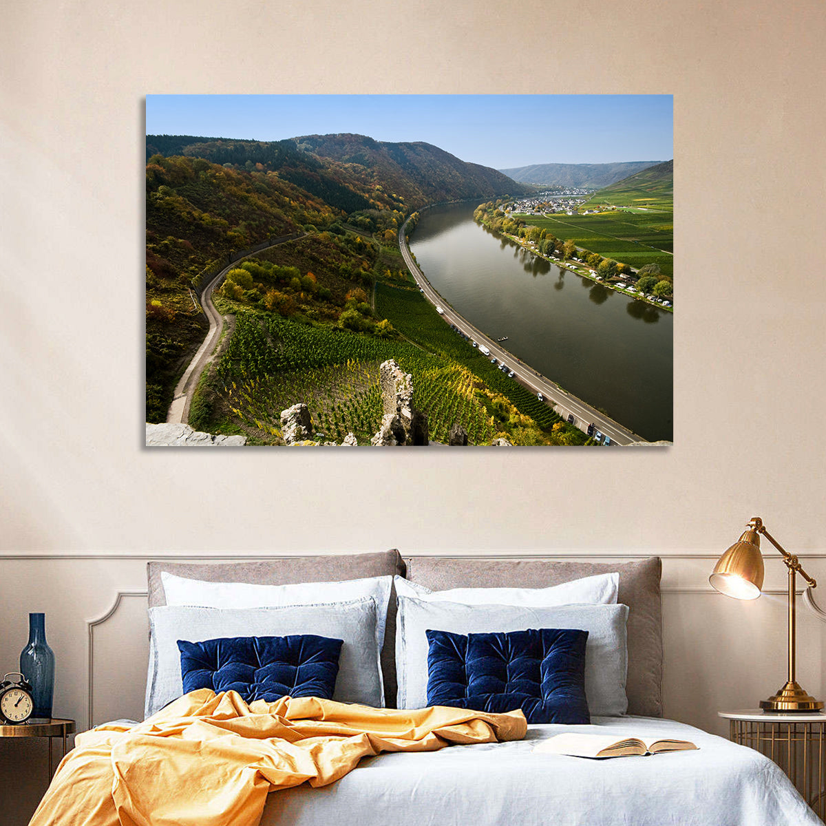 Mosel Valley at Bremm, Germany Wall Art in a room, landscape