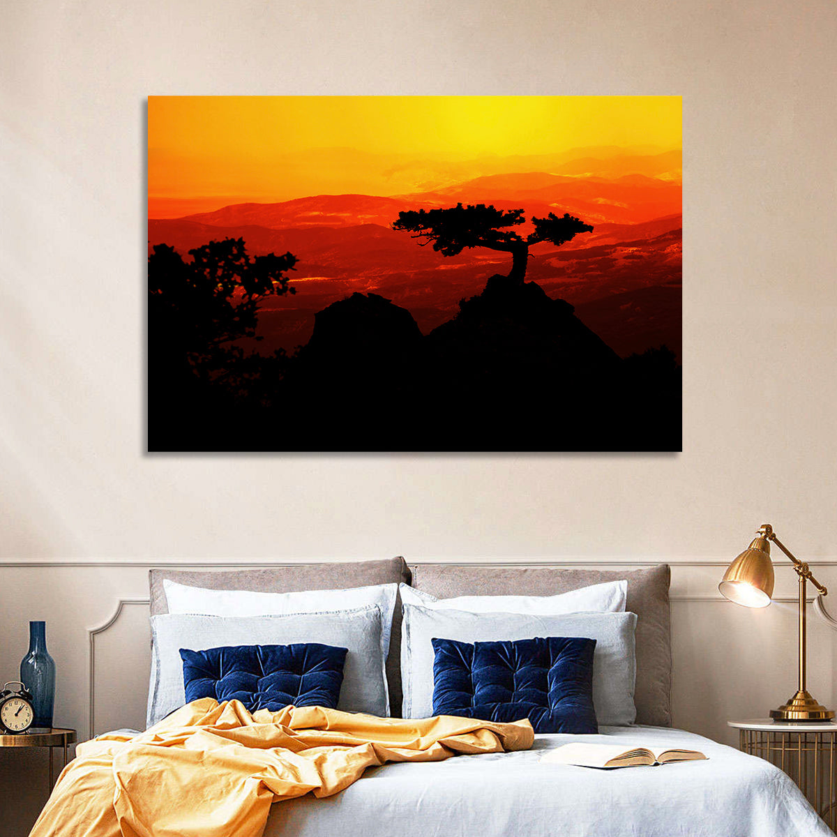 Gnarled Tree at African Sunset Wall Art