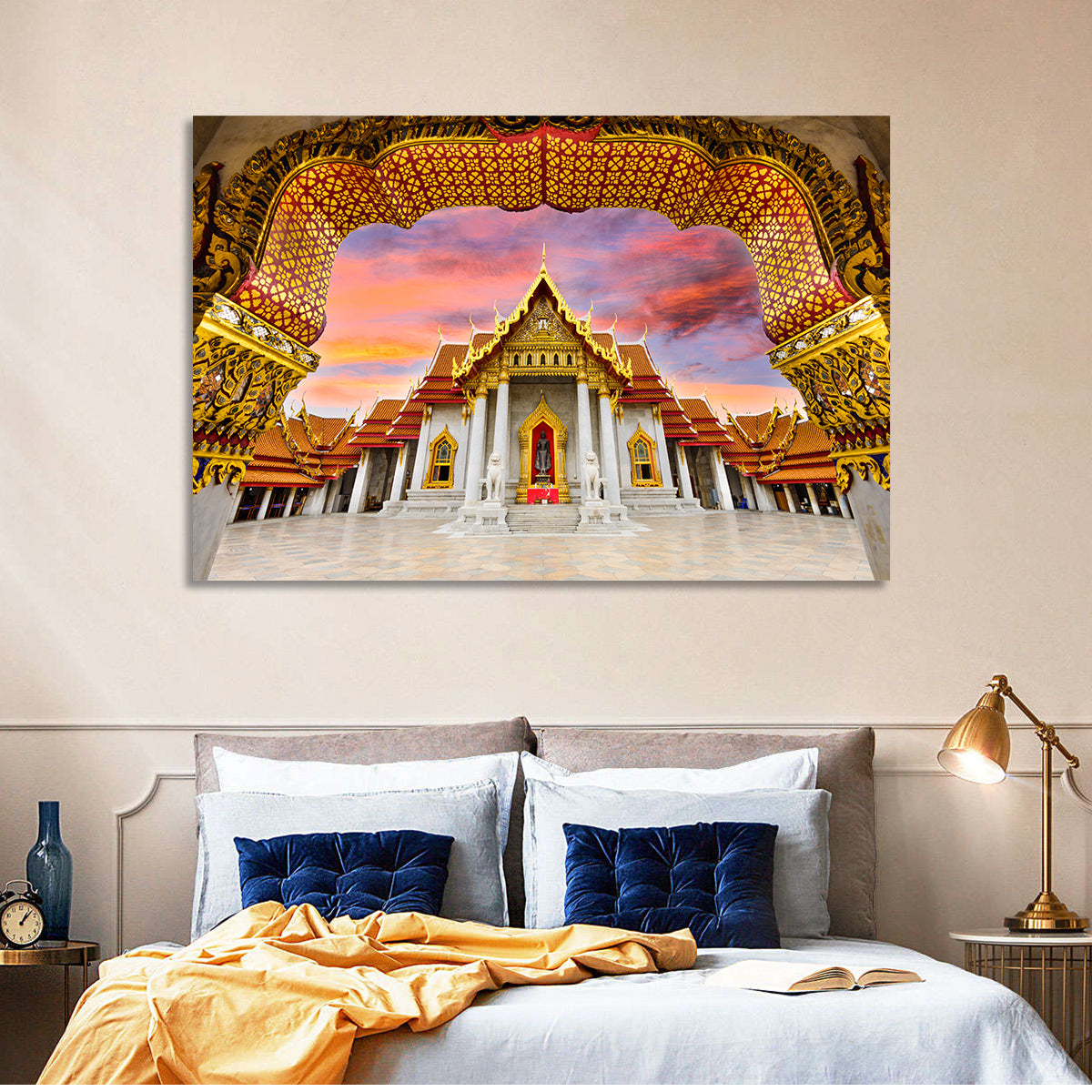 Marble Temple at Sunset Wall Art in a room, landscape