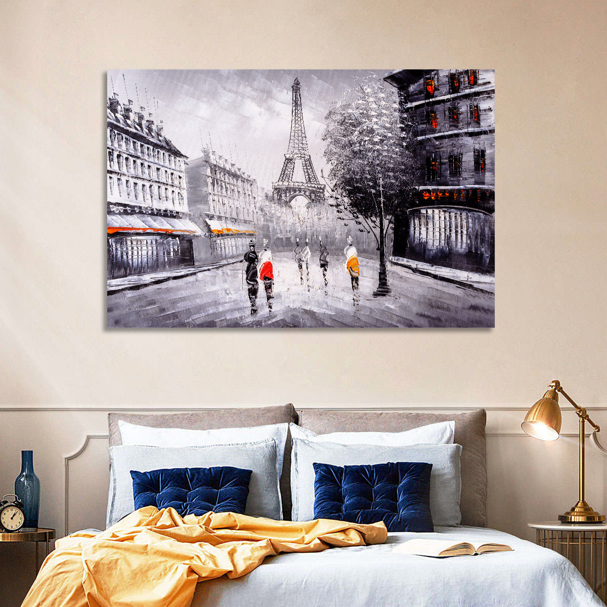 Paris Street with Eiffel Tower Wall Art