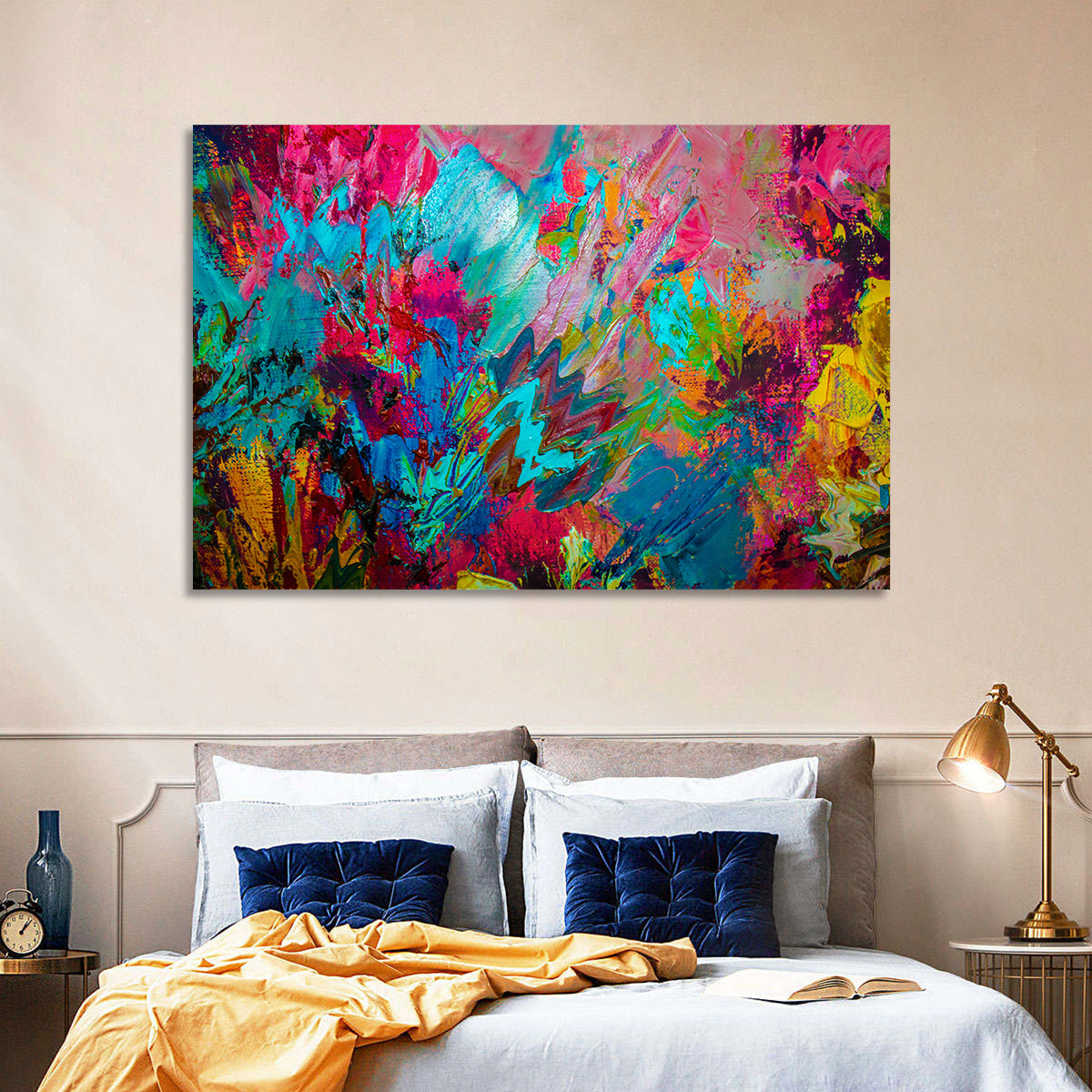 Vibrant Impasto Color Burst Abstract Wall Art