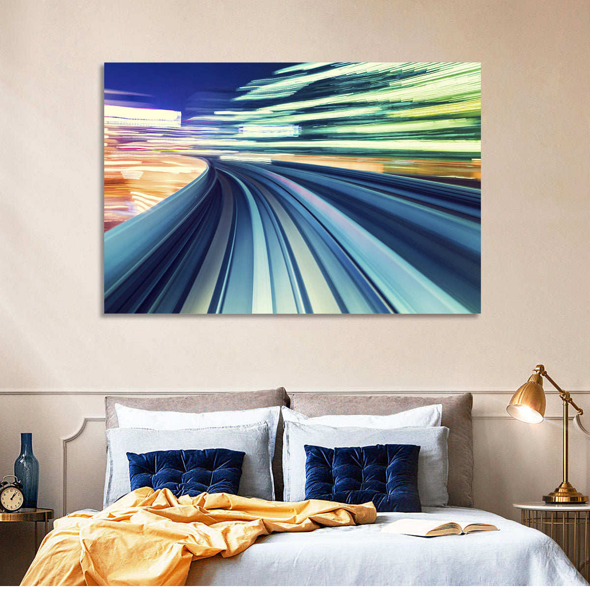 Curved Monorail Light Trails Wall Art