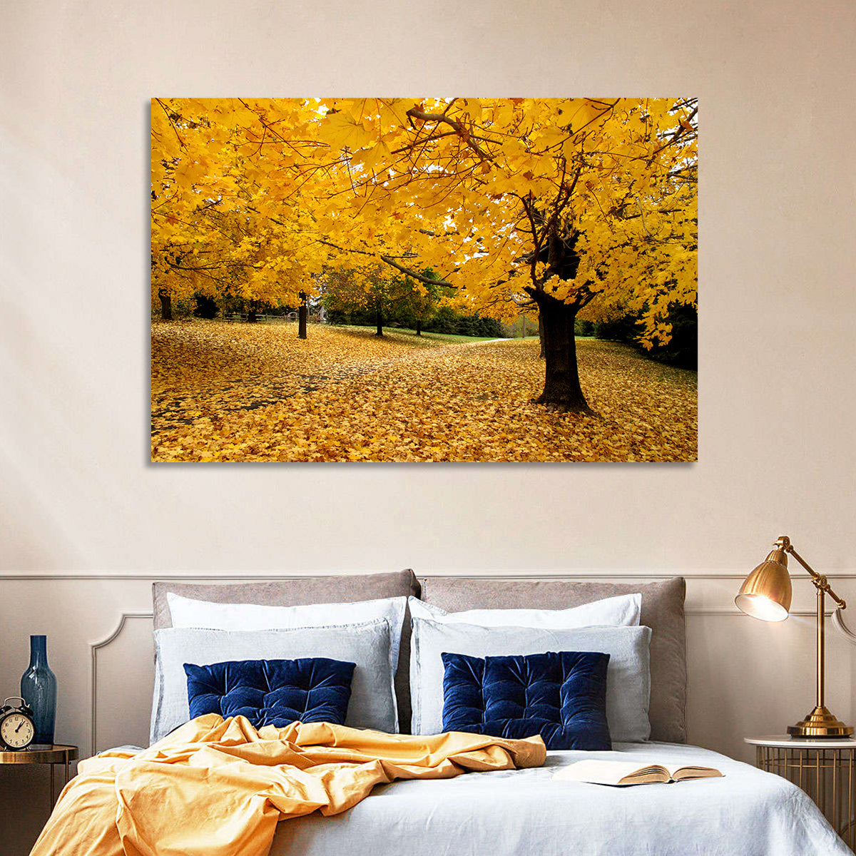 Baltimore Autumn Foliage Wall Art in a room, landscape