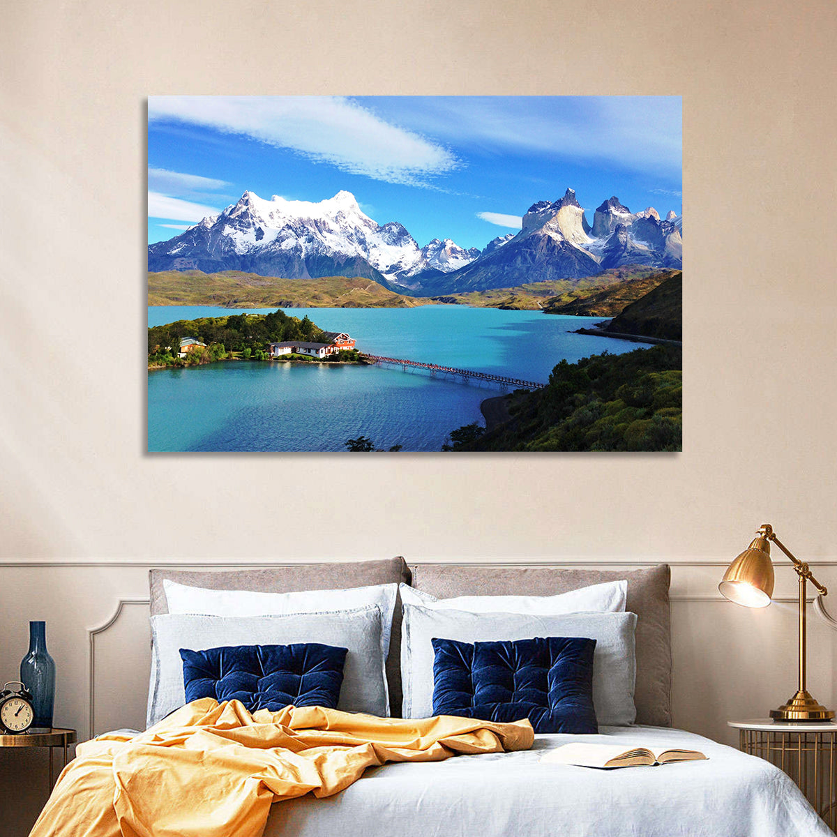 Pehoé Lake, Torres Del Paine Wall Art in a room, landscape
