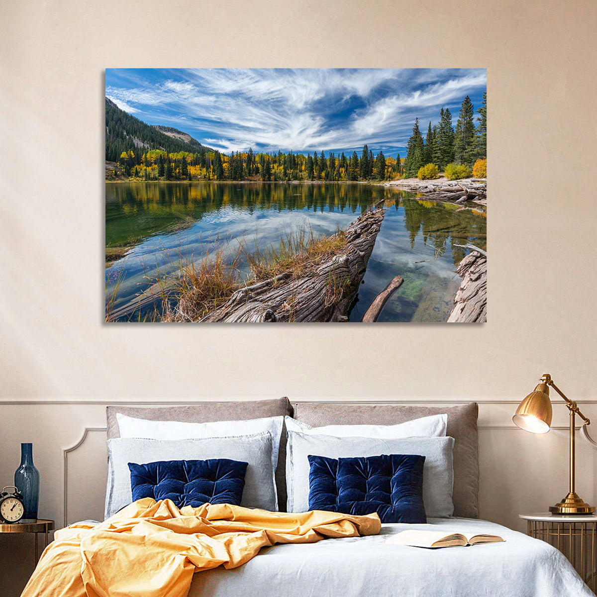 Autumn Lake Colorado Wall Art in a room, landscape