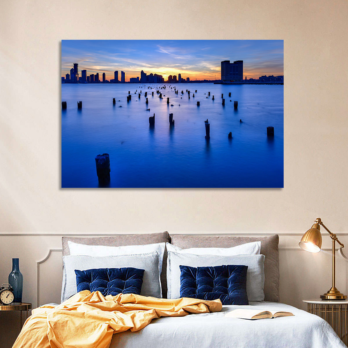Jersey City Skyline at Dusk Wall Art