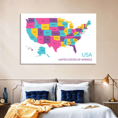 USA Detailed Map Wall Art