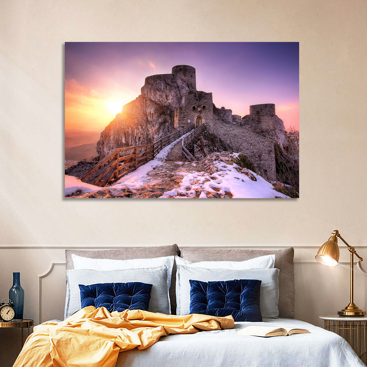 Ogrodzieniec Castle Ruins Wall Art in a room, landscape