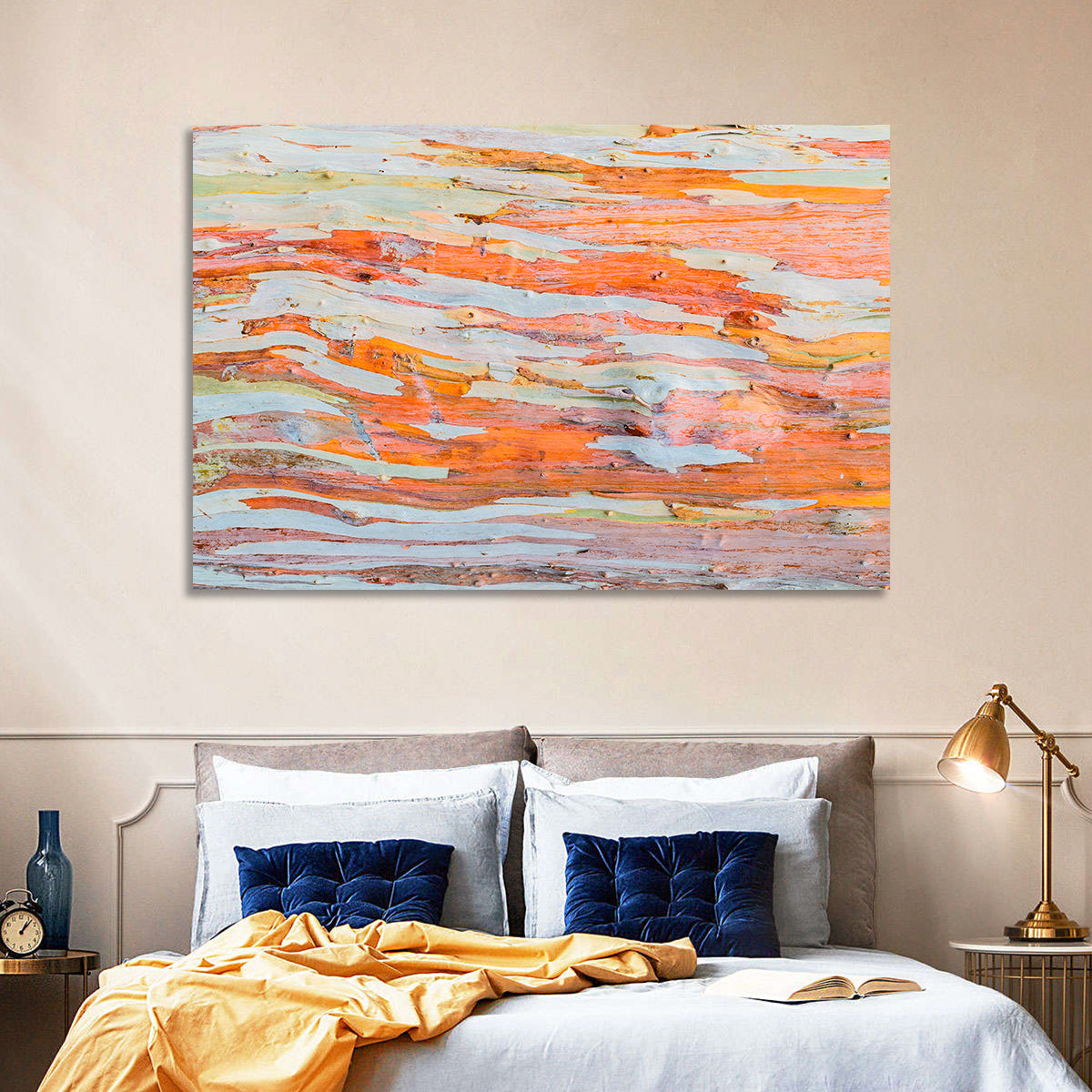 Abstract Eucalyptus Bark Layers Wall Art in a room, landscape
