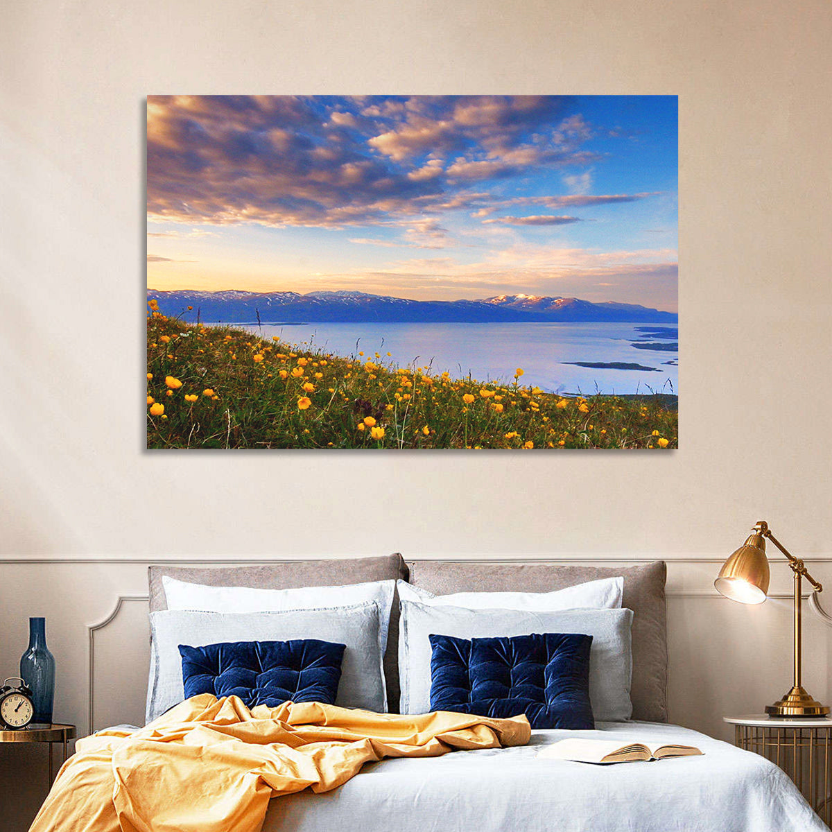 Abisko National Park Sunrise Wall Art in a room, landscape