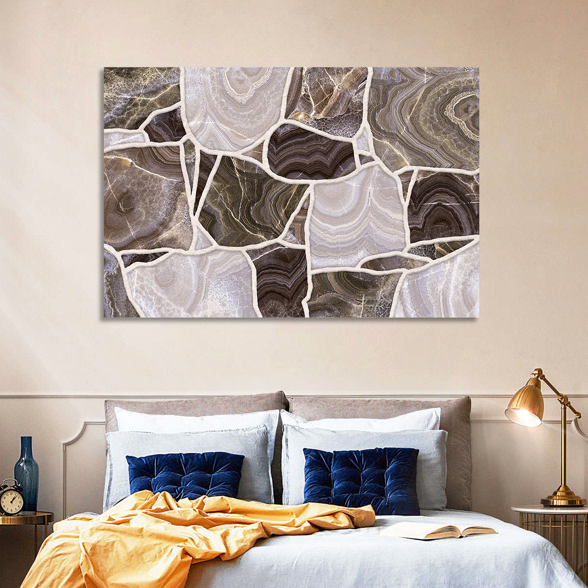 Banded Stone Mosaic Wall Art in a room, landscape