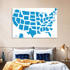 Blue Minimalist USA Map Wall Art