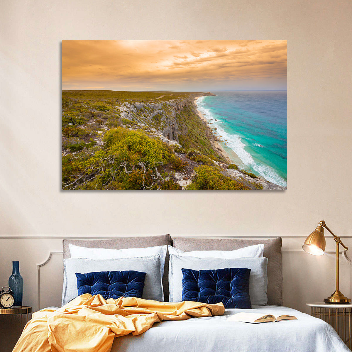 Kangaroo Island Turquoise Cliff Coast Wall Art in a room, landscape