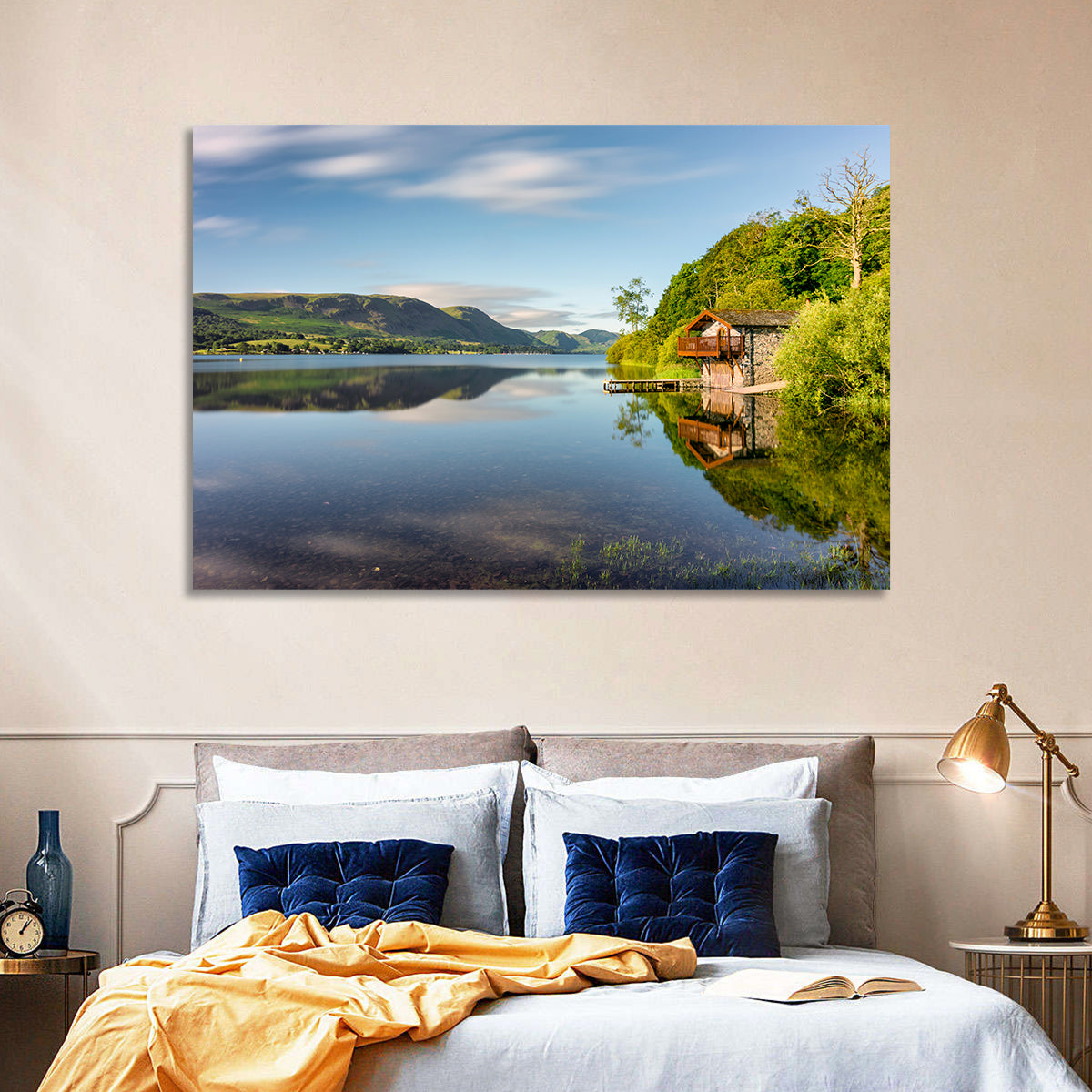 Ullswater Lake Golden Hour Wall Art in a room, landscape