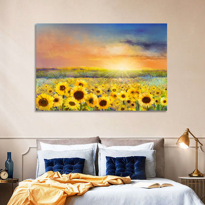 Sunflower Field Sunset Wall Art