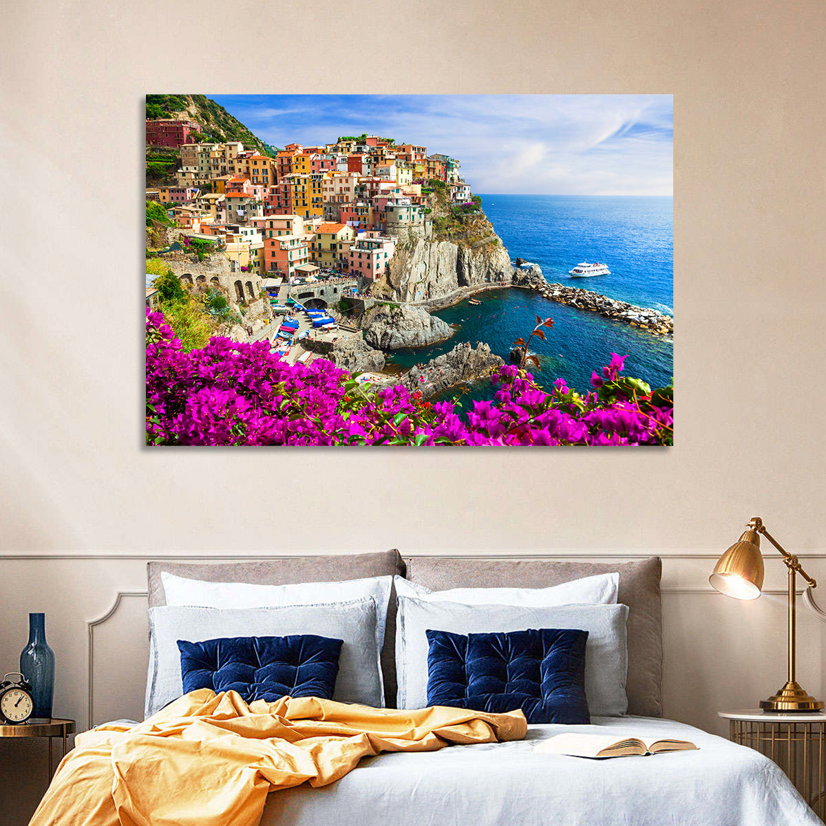 Manarola Cliffside Village Wall Art in a room, landscape