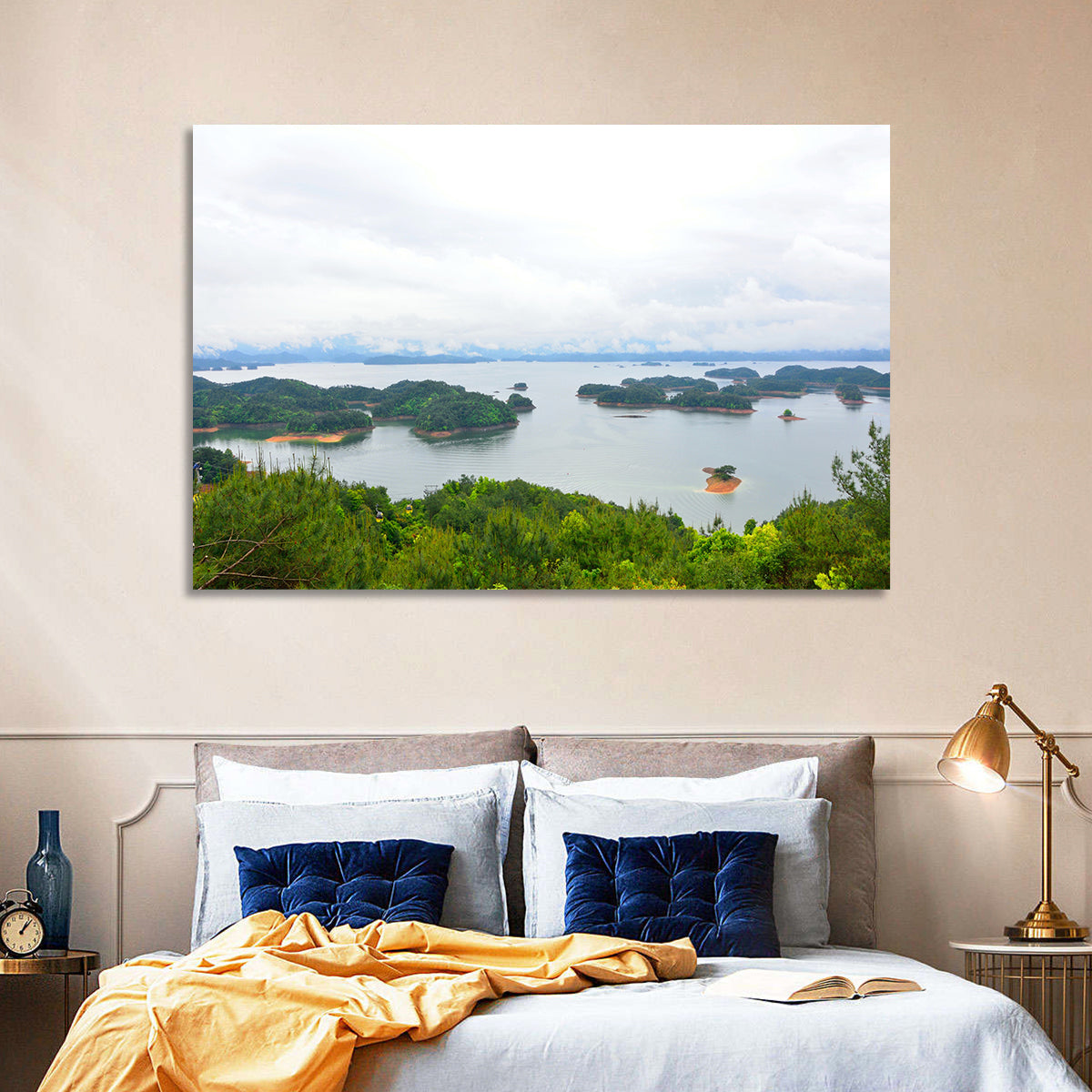 Qiandao Lake Islands View Wall Art in a room, landscape