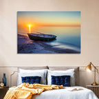 Rowboat Sunrise Seascape Wall Art