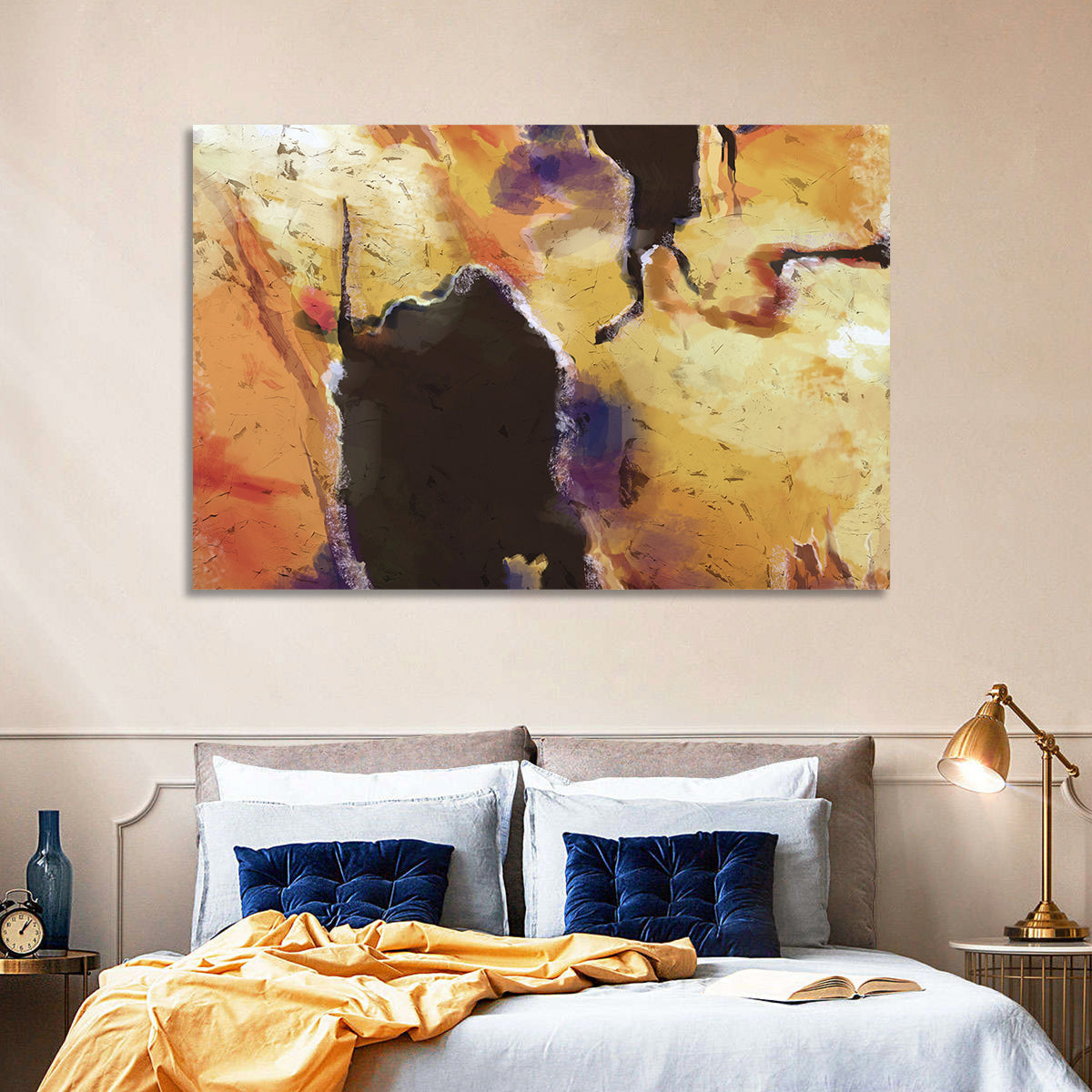 Merging Continents Textured Abstract Wall Art in a room, landscape
