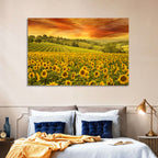 Sunflower Field at Golden Hour Wall Art