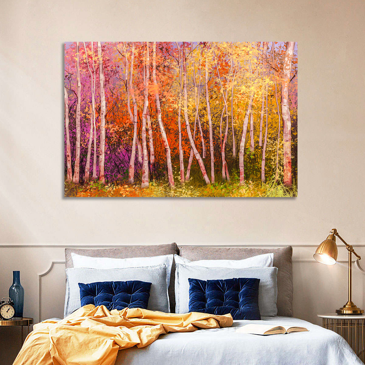 Vibrant Autumn Birch Grove Wall Art