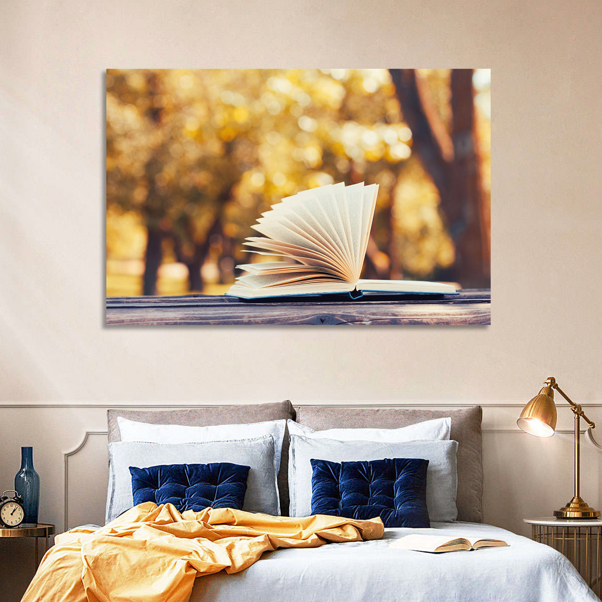 Open Book in Golden Autumn Light Wall Art