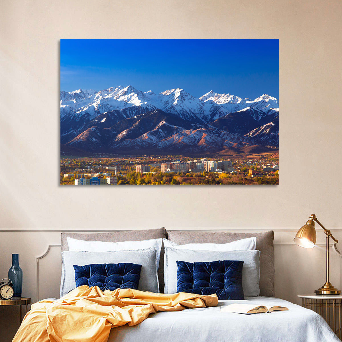 Almaty Snow-capped Trans-ili Alatau Wall Art in a room, landscape