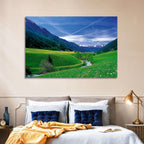 Snow-capped Peaks and Floral Meadow Wall Art