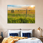 Hay Bales at Sunset Wall Art