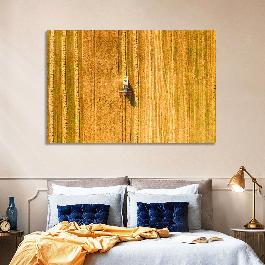 Aerial Wheat Harvest Wall Art