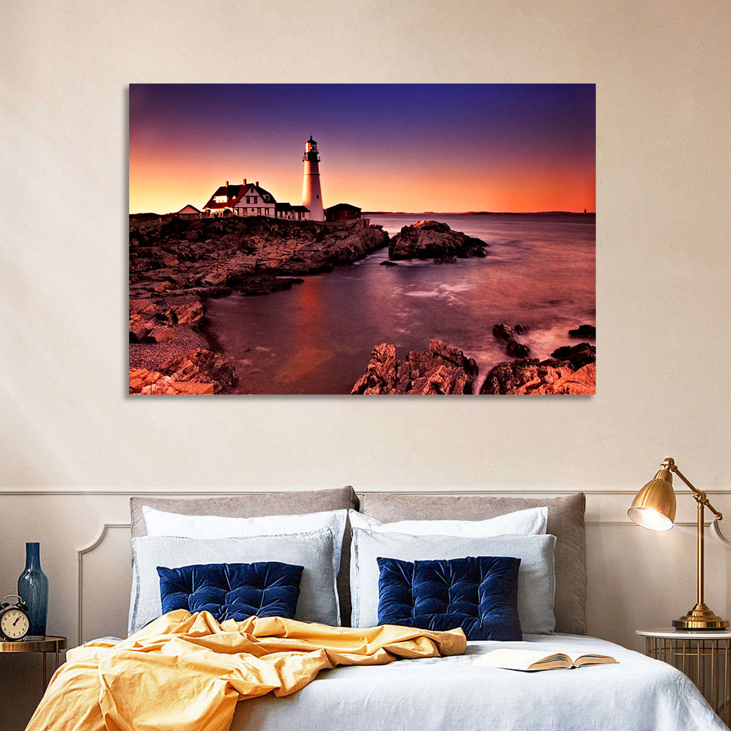 Portland Head Light at Dusk Wall Art