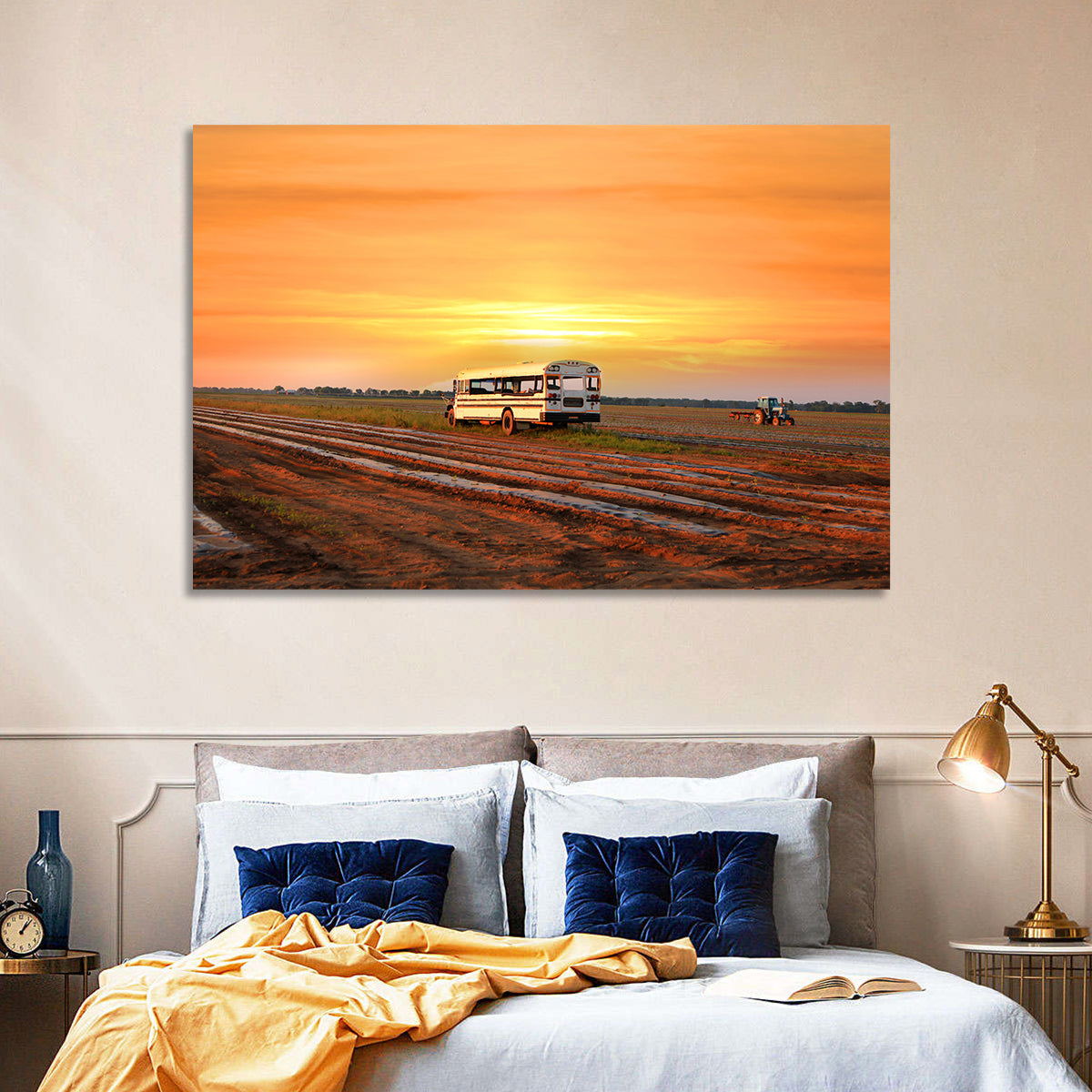 Indiana Farm Field at Golden Hour Wall Art in a room, landscape