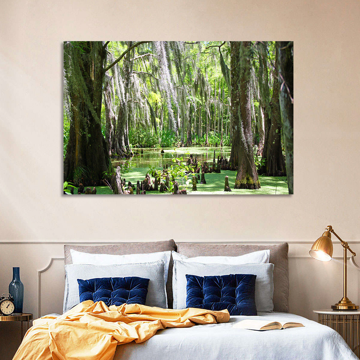 Louisiana Cypress Swamp Wall Art in a room, landscape