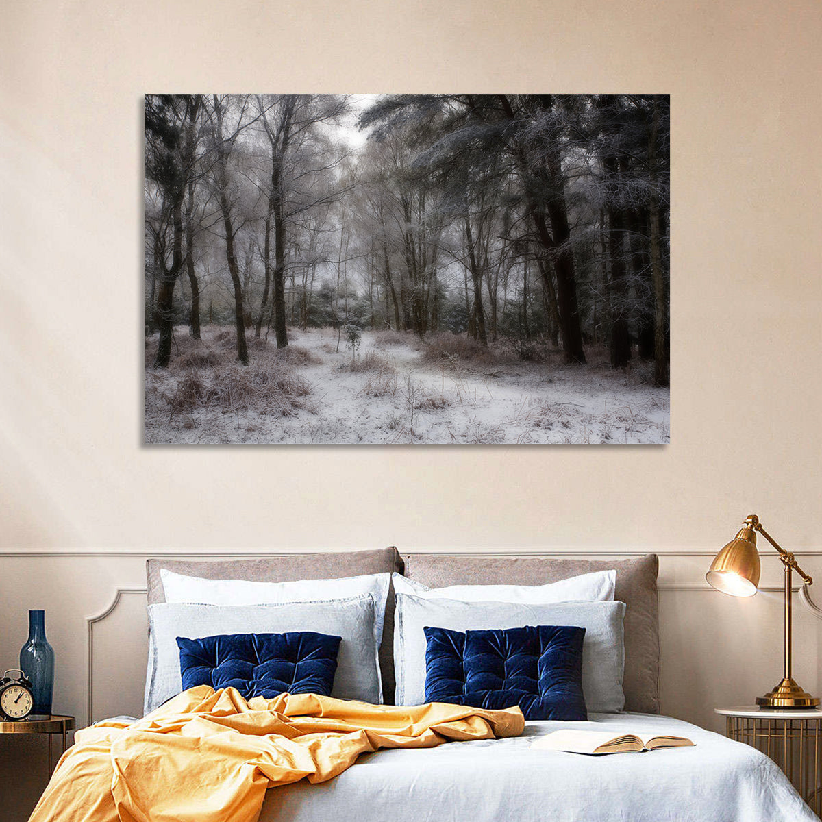 New Forest Winter Path Wall Art in a room, landscape