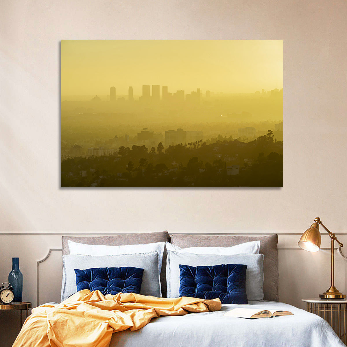 Westwood Los Angeles in Golden Haze Wall Art in a room, landscape