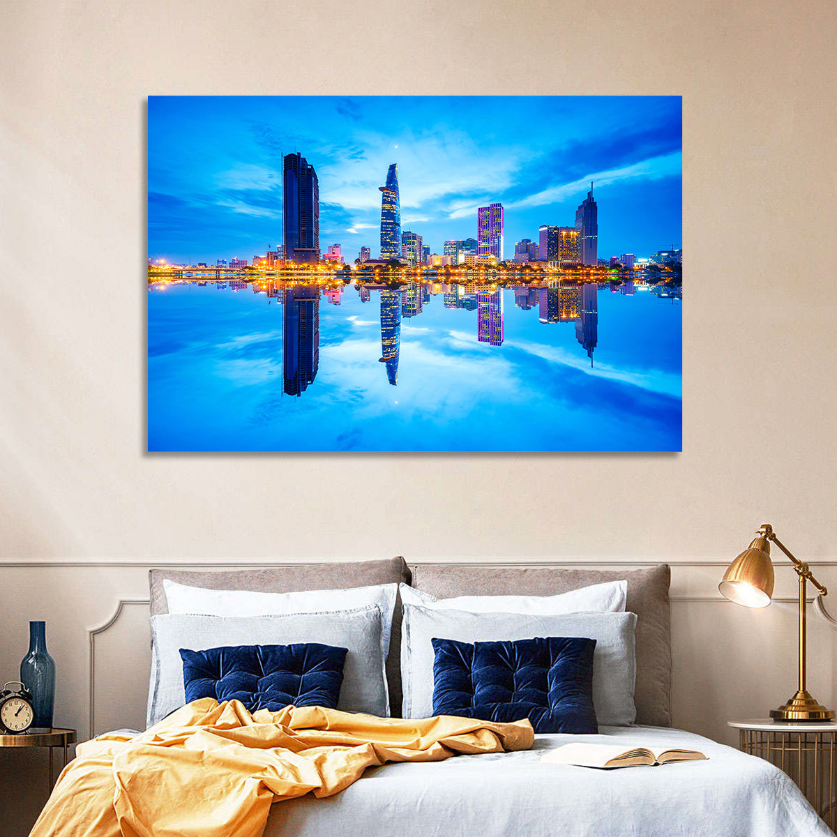 Ho Chi Minh City Skyline at Twilight Wall Art in a room, landscape