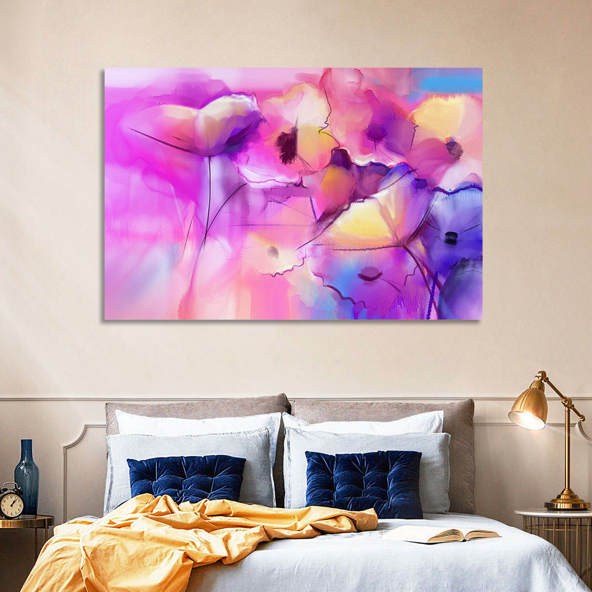 Abstract Tulip Garden Wall Art in a room, landscape