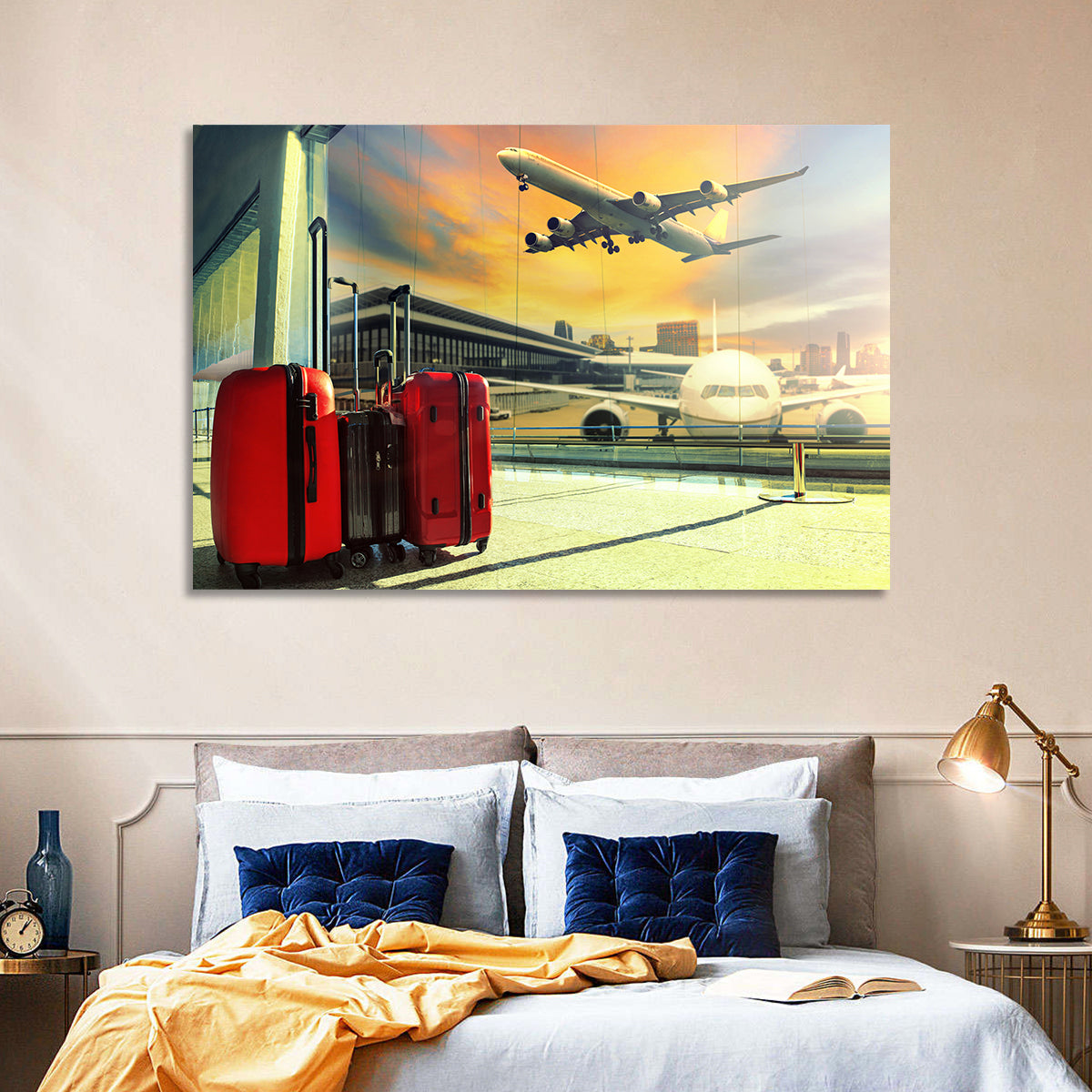 Suitcases at the Airport Window Wall Art