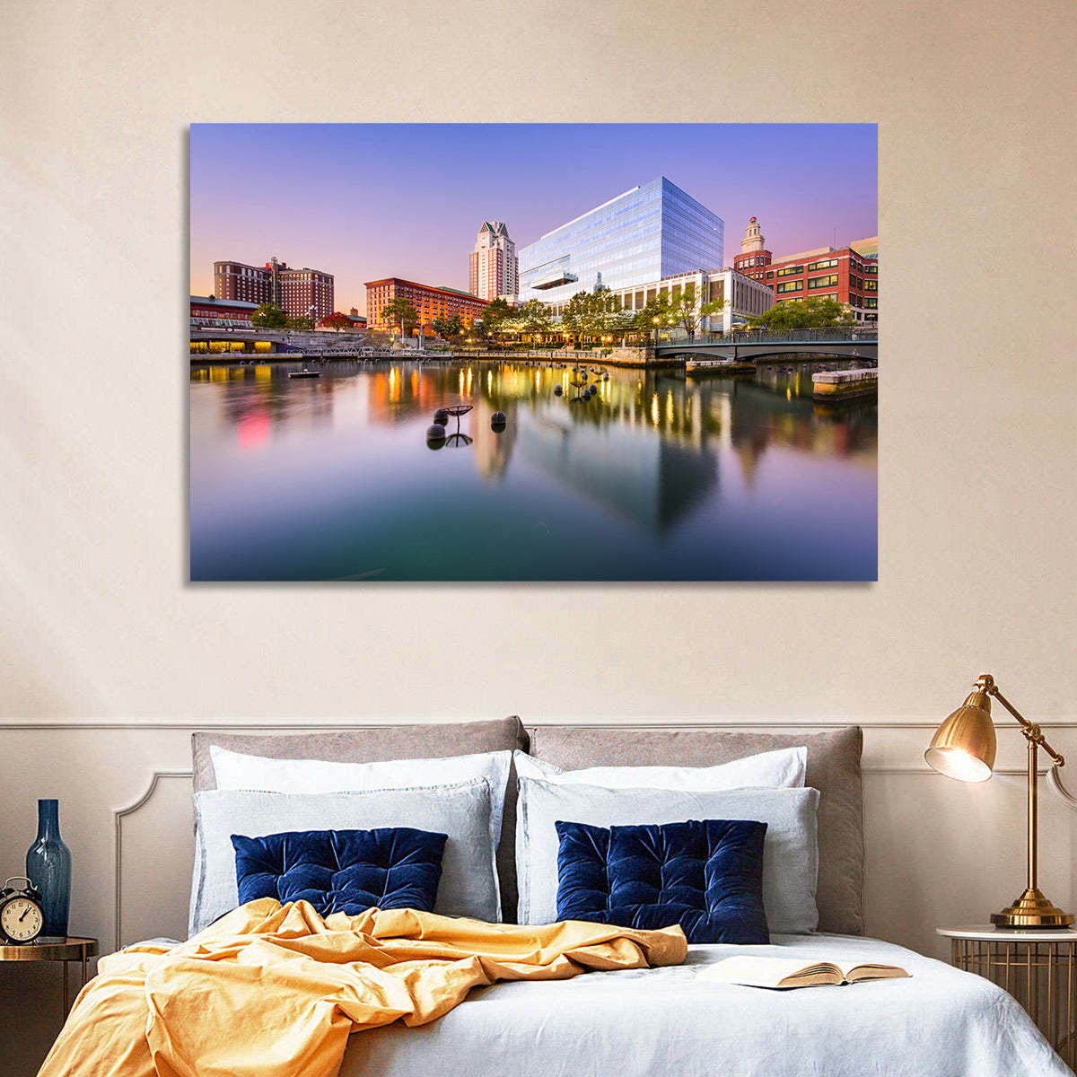 Providence River Skyline at Twilight Wall Art