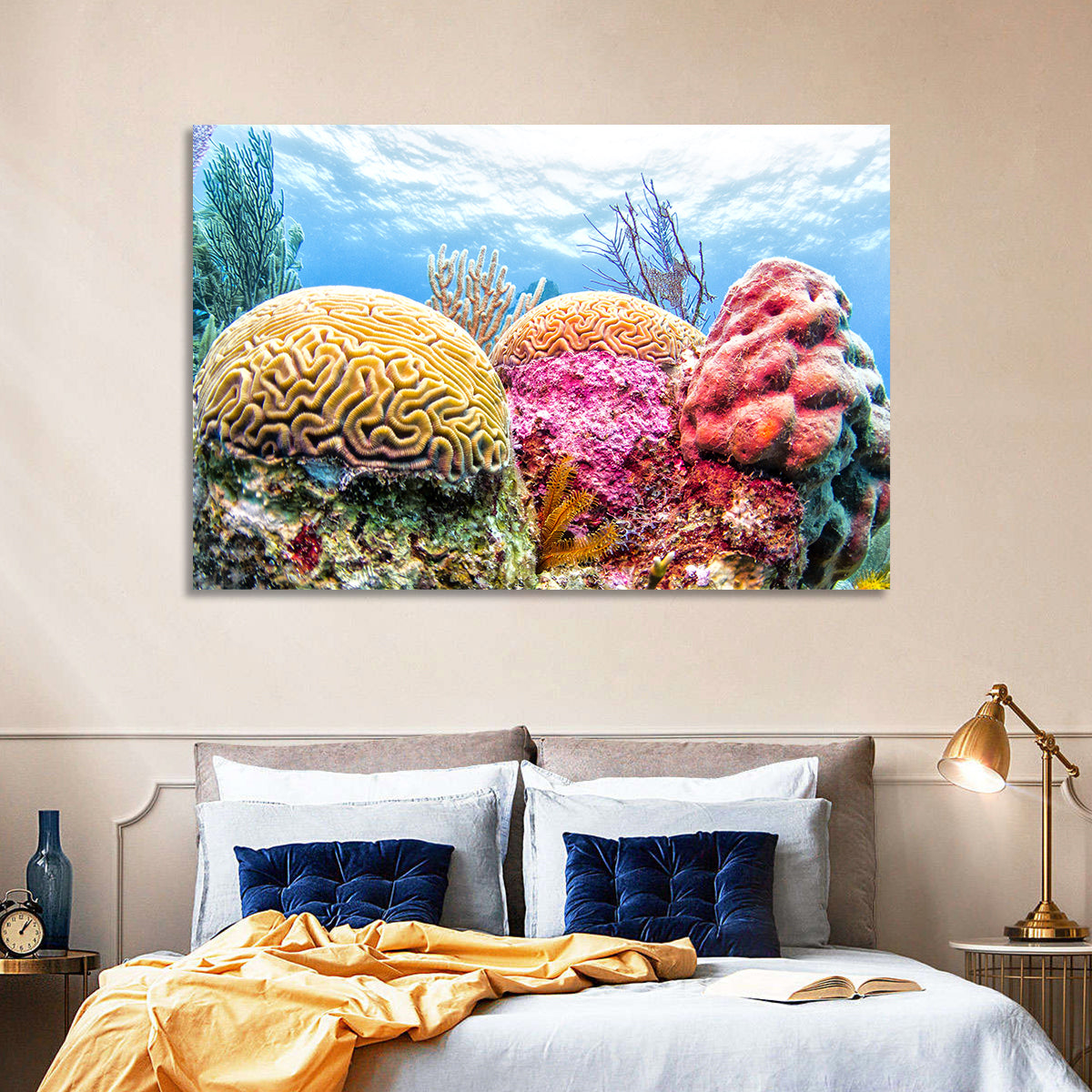 Vibrant Brain Coral Reef Wall Art